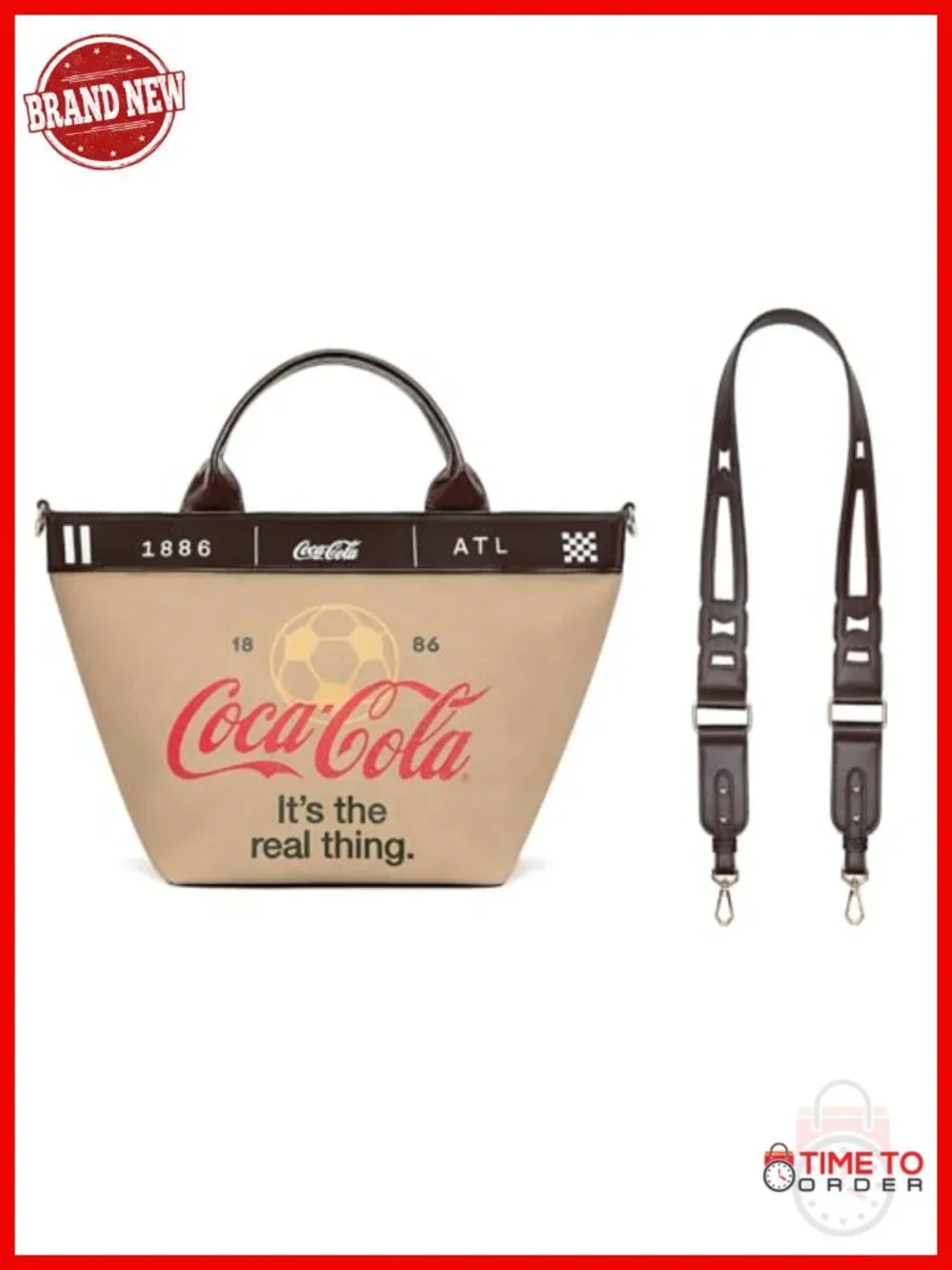 Vintage Coca-Cola Tote Bag Canvas Hobo Purse Detachable Crossbody Strap